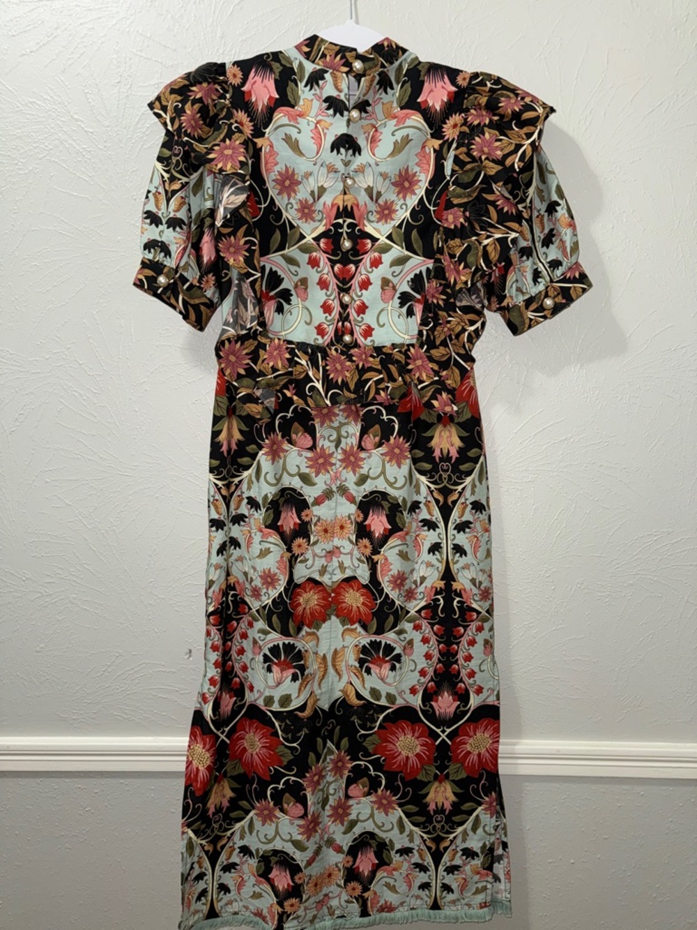 FARM Rio Blue Flowing Beauty Short Sleeve Midi Dress - Picture 3 of 5